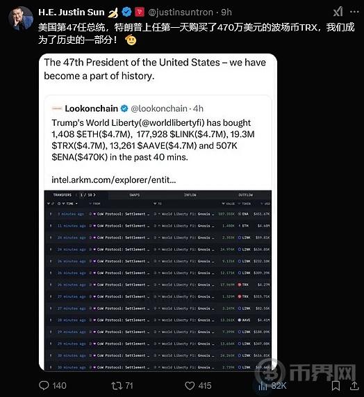 特朗普加密时代来临：波场TRON（TRX）入选特朗普家族加密项目投资组合